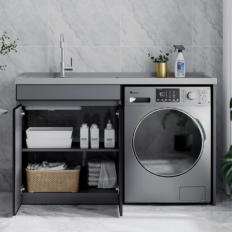 太空铝阳台洗衣机柜组合洗手脸滚筒浴室柜伴侣一体池盆槽带搓衣板