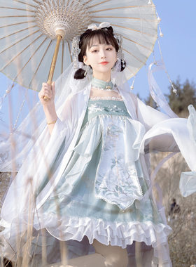 原创镜花水月改良汉服女汉元素齐胸襦裙中国风连衣裙春夏季薄款