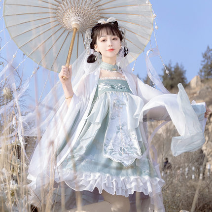 原创镜花水月改良汉服女汉元素齐胸襦裙中国风连衣裙春夏季薄款