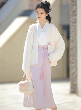 原创设计秋意浓中国风改良汉元素女外套里衣旋群套装旋裙淡雅女装