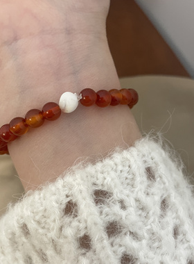 乔治姐姐/新中式小众设计感红玛瑙贝壳手串本命年简约高级感手链