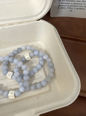 乔治姐姐/淡蓝色新中式国风天然石小众手链甜美闺蜜礼物叠戴手串