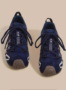 2025秋冬季新款厚底老爹鞋女蓝色百搭机能风运动鞋休闲阿甘德训鞋