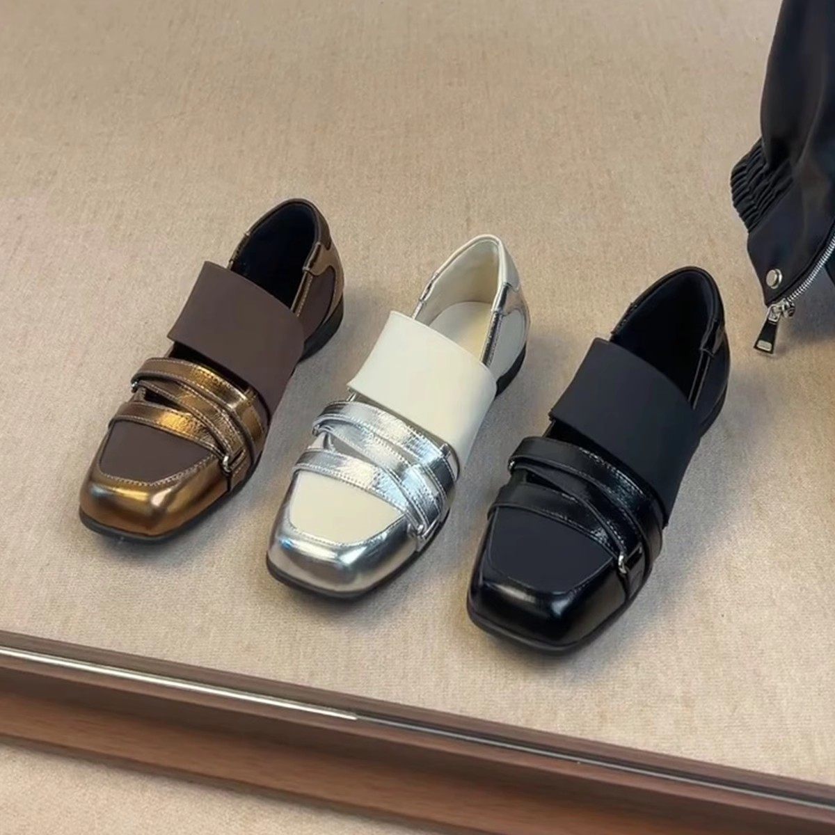 牛皮版~一字带魔术贴低跟百搭配裙子时尚优雅女款简约小众单鞋子,女鞋,玛丽珍鞋,淘宝优惠券,粉丝福利购,淘宝优惠卷