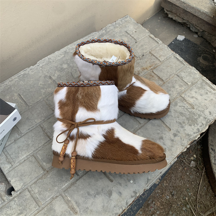 真皮马皮毛一体雪地靴女