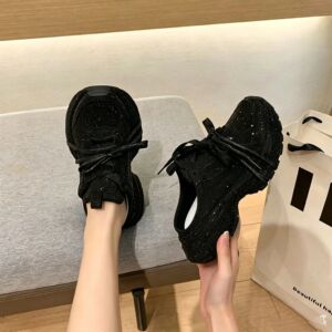 包头半拖鞋女2026夏季新款巴黎满天星水钻休闲运动外穿老爹鞋凉拖