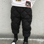 外穿女童男童中小童宝宝宽松保暖裤 冬季 儿童加厚羽绒裤 子3岁9岁潮