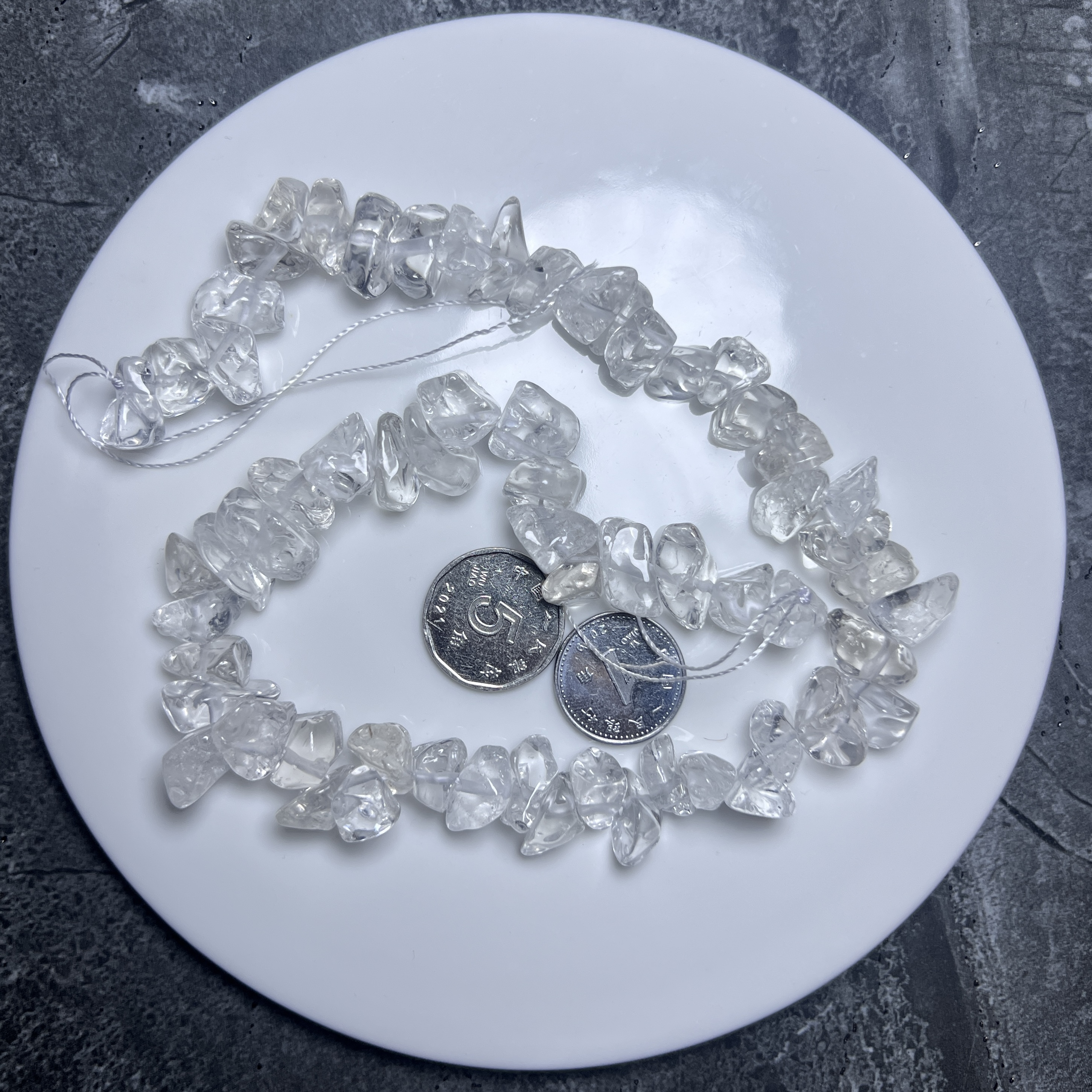 天然抛光白水晶原石半成品串DIY手链项链配件配饰长38cm大小mm