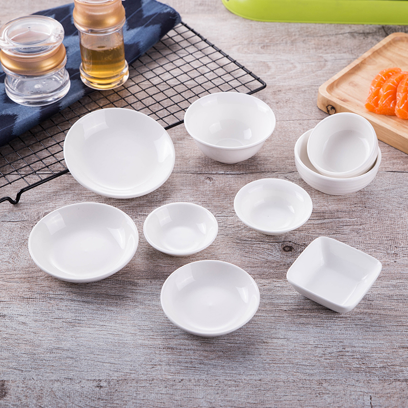 10個裝陶瓷調(diào)味碟商用蘸料碟醬油碟純白家用味碟咸菜碟醋碟小碟子