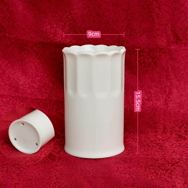 北欧简约风纯白骨瓷花边餐具笼