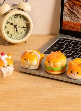 卡通萌宠面包小狗树脂小摆件创意办公书房桌面装饰摆件迷你小礼品