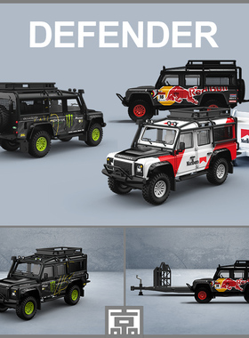 TimeMicro1:64路虎卫士红牛 ADVAN 拖车套装合金车模摆件收藏礼物