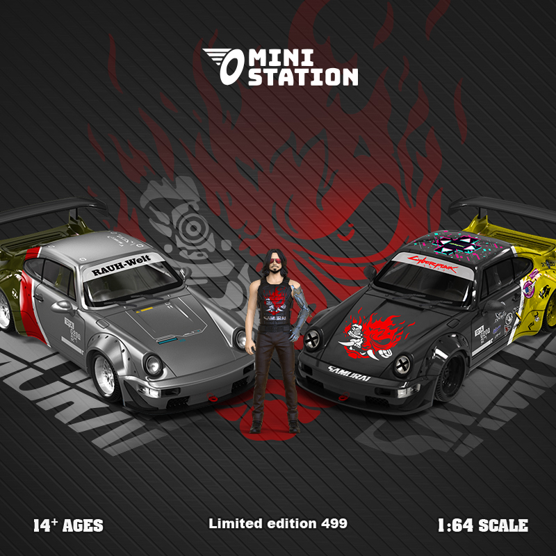 Mini Station1:64RWB964 SAMURAI 赛博朋克2077途装 仿真合金车模 模玩/动漫/周边/娃圈三坑/桌游 火车/摩托/汽车模型 原图主图