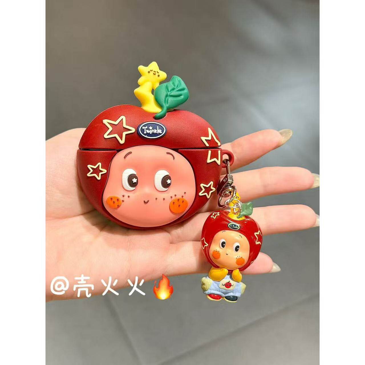 立体红苹果星星人适用AirPods4代苹果耳机保护套可爱创意软硅胶壳