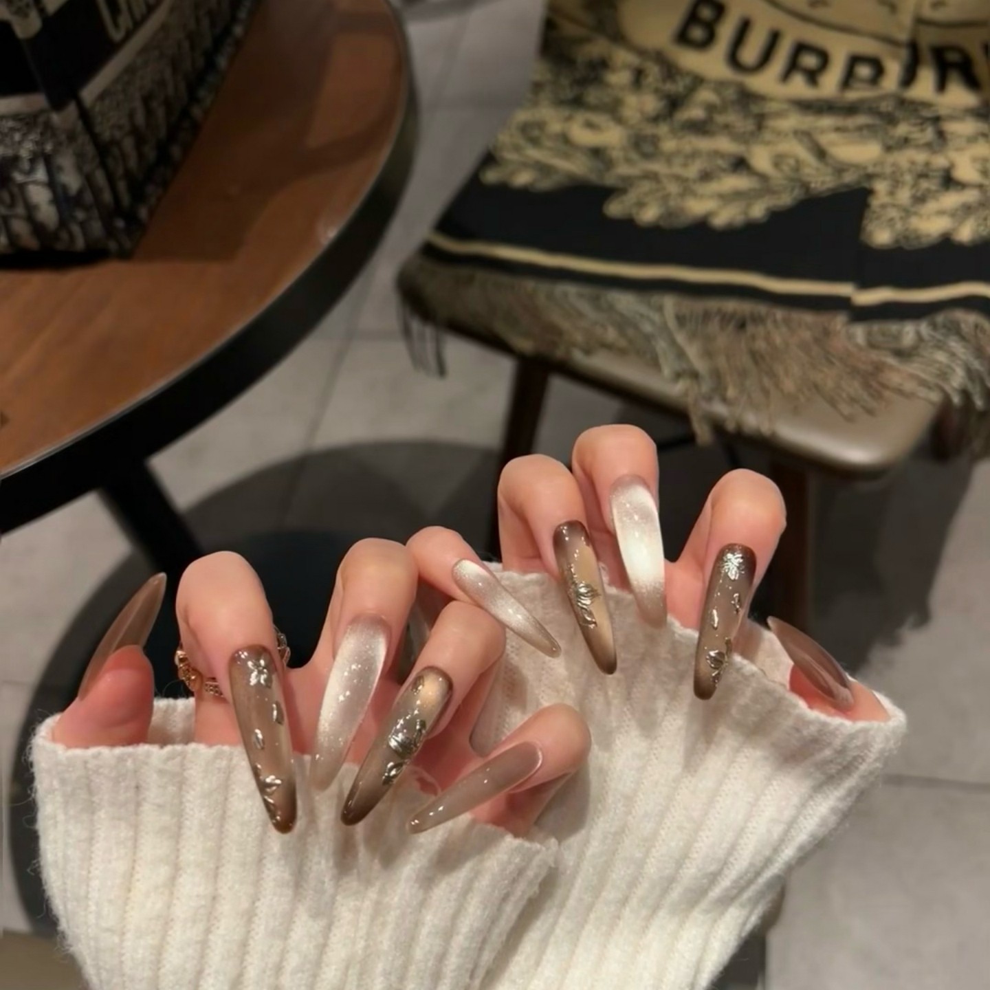 林先生穿戴甲2025新款高级感咖色猫眼富贵花纯手工长款成品假指甲,彩妆/香水/美妆工具,穿戴甲/甲片,淘宝优惠券,粉丝福利购,淘宝优惠卷