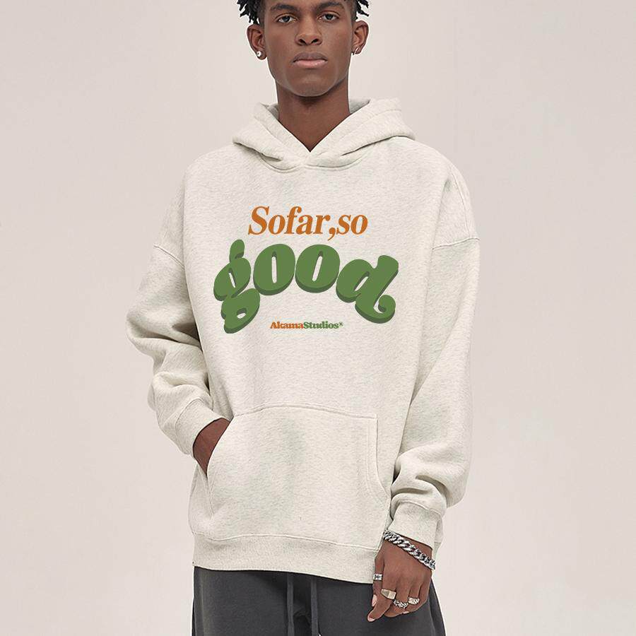 AkamaStudios 原创设计印花加绒连帽落肩宽松卫衣国潮休闲秋冬