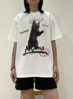 【冰感防晒】索罗娜T恤男女宽松休闲猫咪数码直喷印花小领口短袖