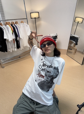 【冰感防晒】索罗娜T恤男女休闲宽松数码直喷印花小领口短袖潮