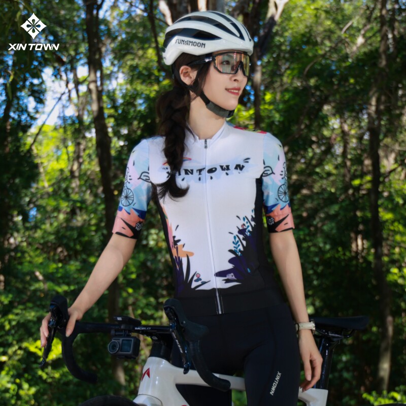XINTOWN新款女热带短上衣骑行服女款短袖骑行服高弹速干透气