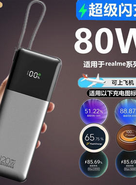 80W适用realme真我Neo8超级闪充充电宝国标3C认证可上飞机x八十瓦