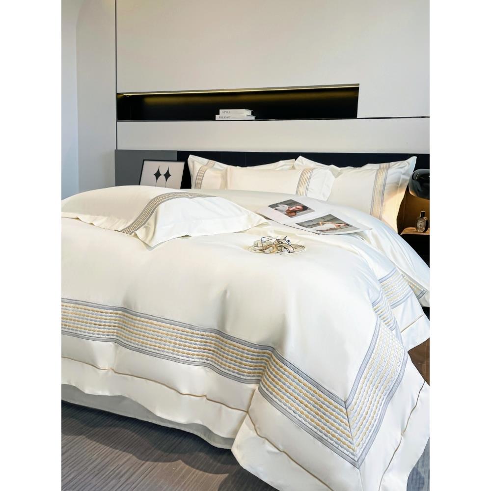 七星级酒店风180支纯棉床单四件套亲肤裸睡全棉被套纯棉床上用品