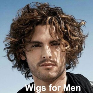 Brown Curly Wig for Men Short Synthetic Hair Wigs for
