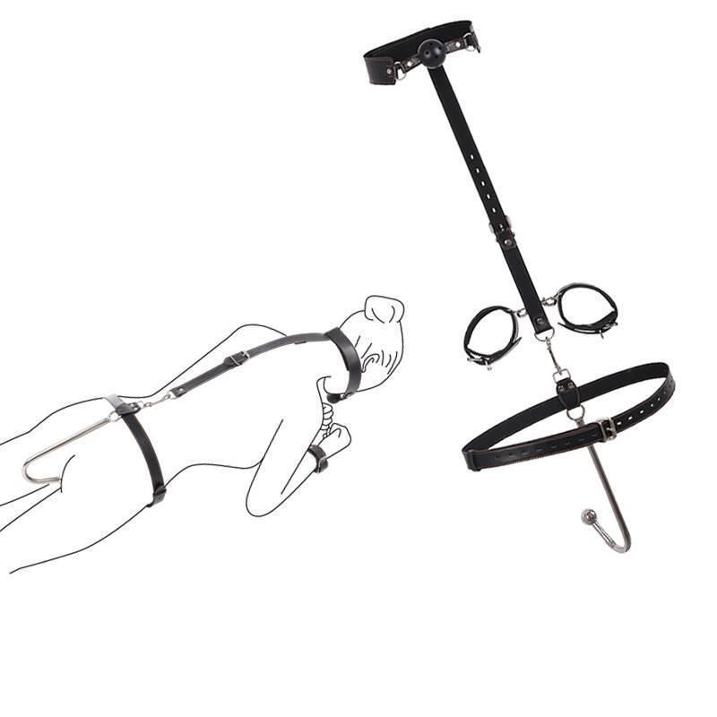 BDSM Handcuffs Anal Hook Mouth Plug Collar Slave Bondage Kit