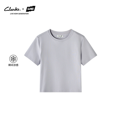 【Clarks x LNG】26秋季新款女士休闲通勤凉感短款廓形短袖T恤
