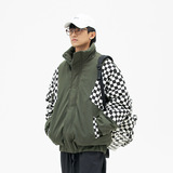 南夏乔装日系潮流阔版棉服冬季新款加厚立领机车方格复古棉衣男，男装棉衣，电商S006（B521）