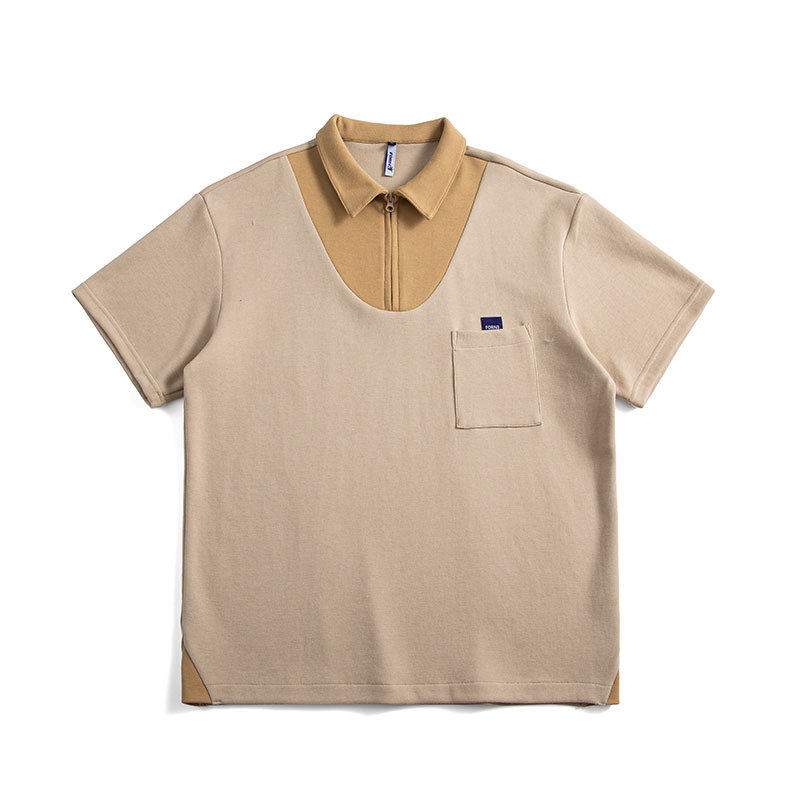 南夏乔装2025夏季新款纯色基础款翻领POLO衫日系复古休闲上衣男，男装Polo衫，电商S006（B521）