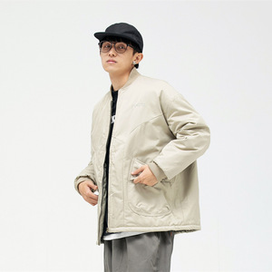 南夏乔装 日潮棒球领棉衣男休闲外套工装风宽松中性阿美咔叽棉服图片
