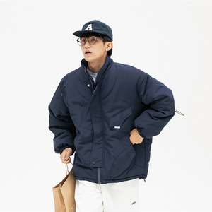 南夏乔装 日系潮流工装棉衣男加厚外套宽松多口袋立领纯色棉服图片