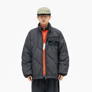 南夏乔装冬季新款白鸭绒羽绒服男日潮宽松阔版菱形格工装羽绒外套图片