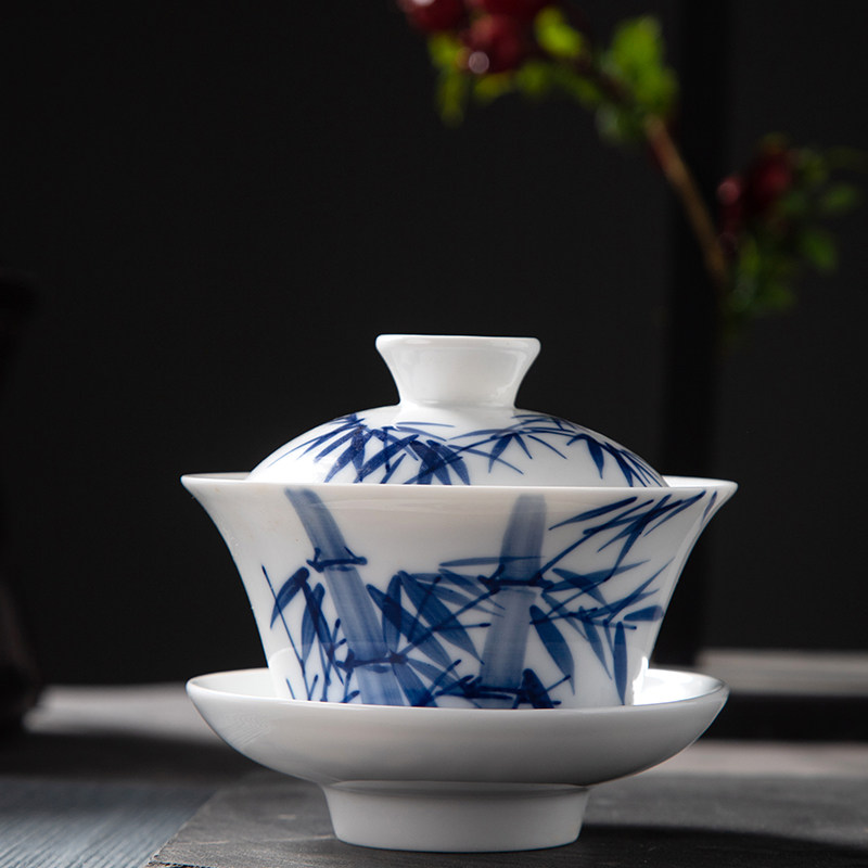 Jingdezhen Red leaves Official Flagship store Hand drawn Make tea Three talents Cover bowl tea set Light extravagance high-grade Gift box Giftsin the Tableware , Tea set , Tureen  category - from Buy2taobao.com to provide professional Taobao agent buy service