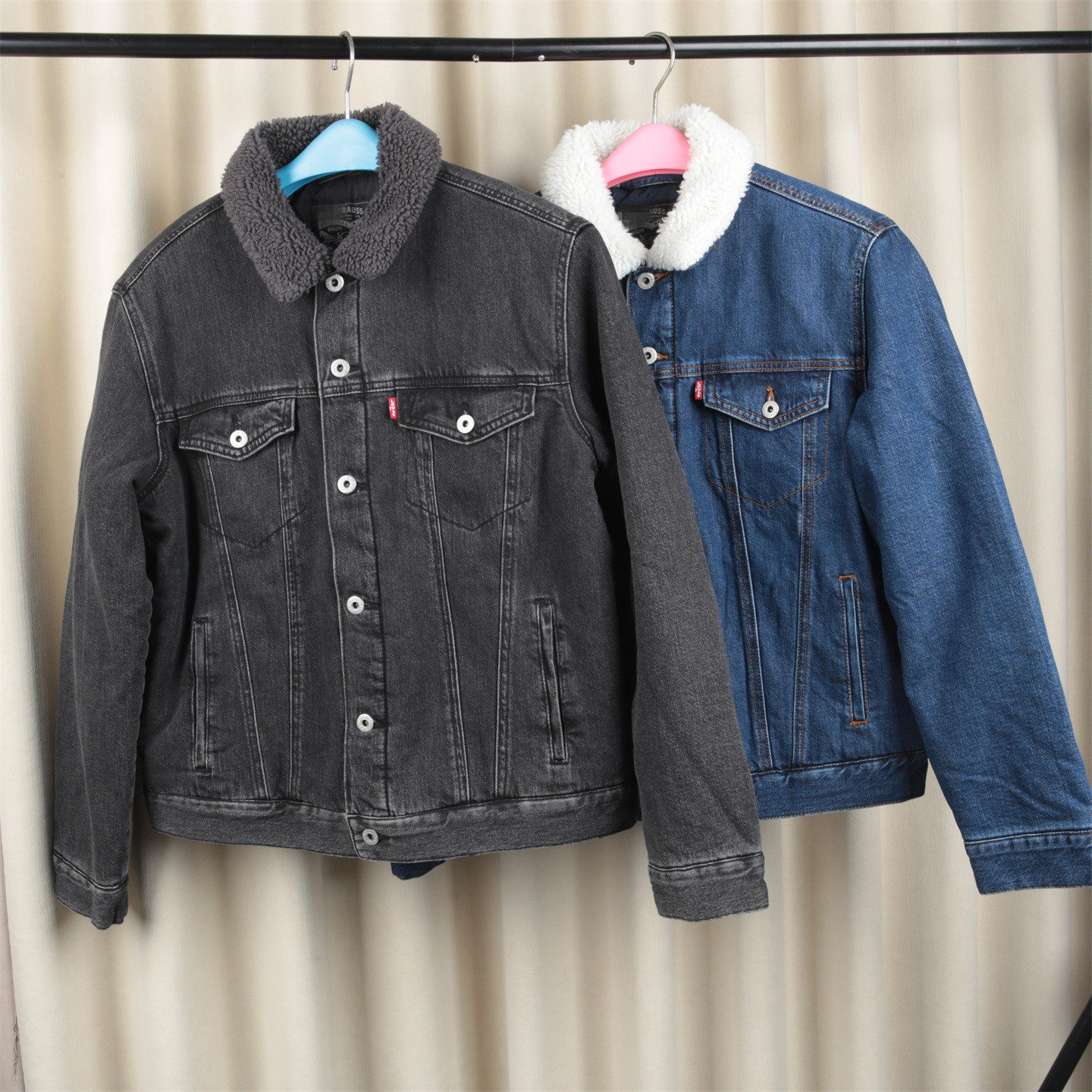 美式复古男士夹棉牛仔外套羊羔毛领时尚休闲短款保暖工装棉服夹克,男装,牛仔外套,淘宝优惠券,粉丝福利购,淘宝优惠卷