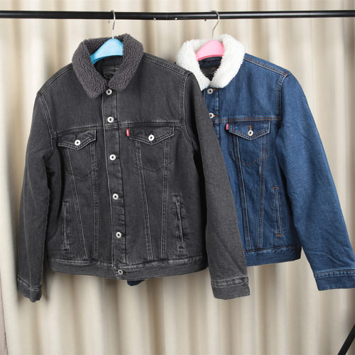 美式复古男士夹棉牛仔外套羊羔毛领时尚休闲短款保暖工装棉服夹克