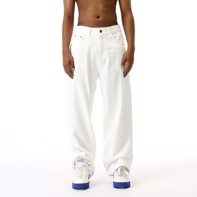 Glowing Box 2026SS 简约复古潮流直筒休闲裤白色水洗宽松牛仔裤
