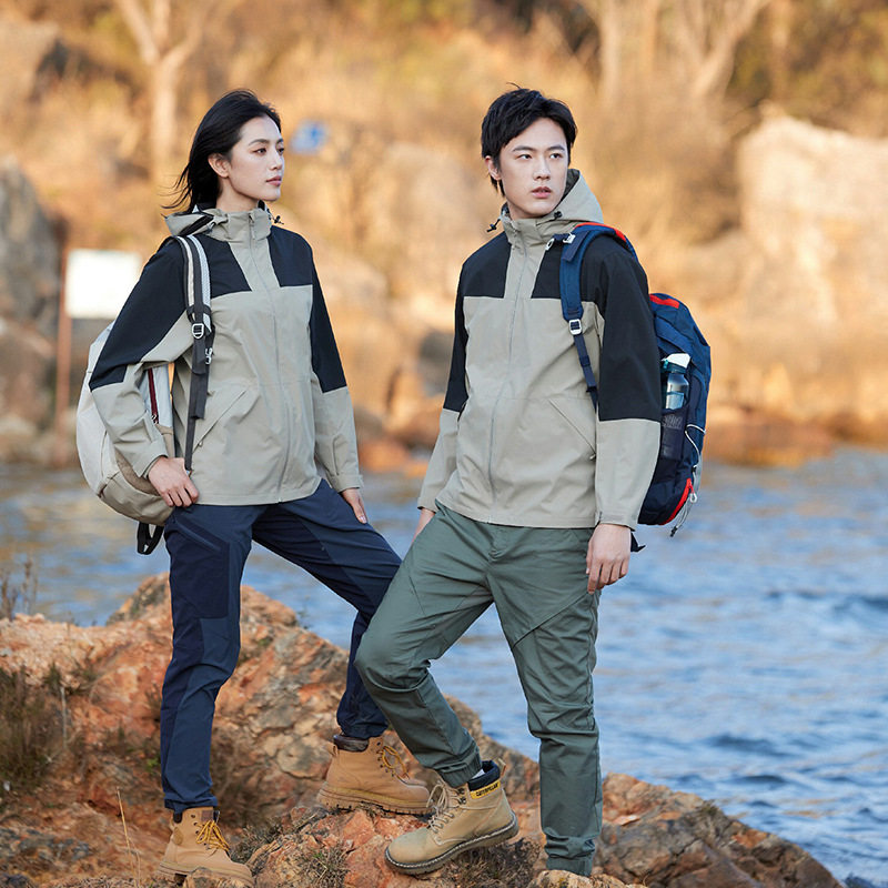 薄款防风防水冲锋衣定制 广告衫 男女拼色外套连帽工作服印logo