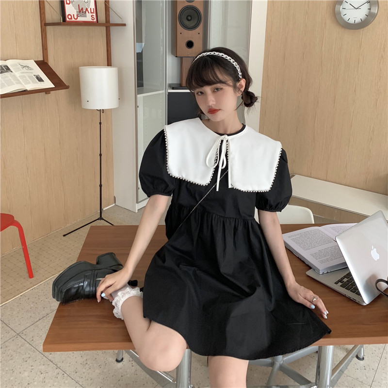 French bubble sleeve Cape Short Sleeve Dress