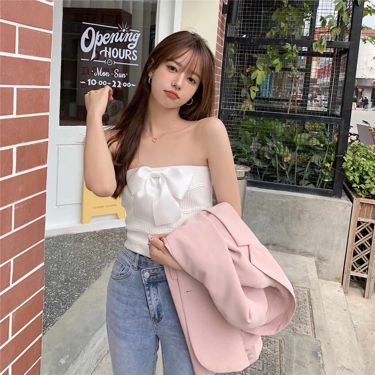 Real price real shot 2021 early spring crowd bow bottom bra vest