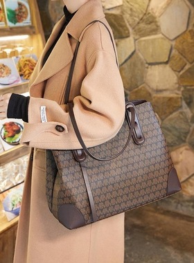 新款潮休闲百搭网红托特包时尚简约手提女包大容量单肩包印花包