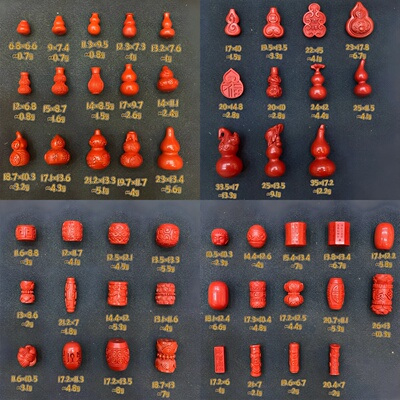 赤丹真朱砂保真高含量天然砂制作葫芦心经祥云桶珠DIY配件配珠