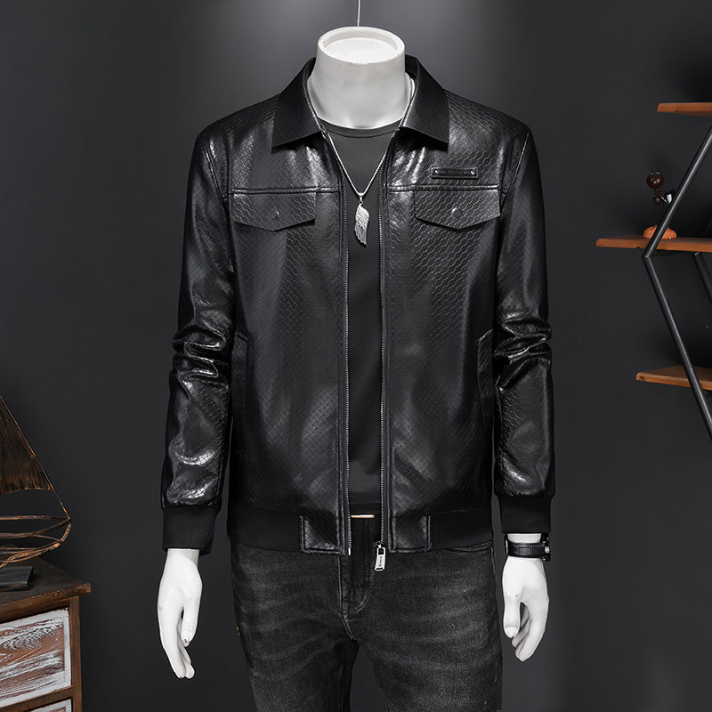 23609莉莉家皮衣夹克外套刺绣拉链时尚潮秋冬装P235，男装皮衣，电商D207