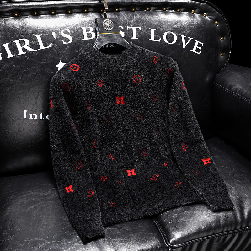 21810莉莉家不断货主推水貂绒毛衣P135控188有4XL可穿210斤，男装针织衫/毛衣，电商D207