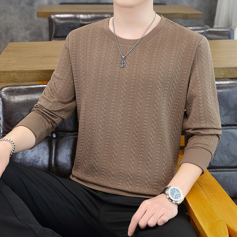 13101P35秋冬正肩夹棉提花长袖卫衣圆领打底衫，男装卫衣，电商D207