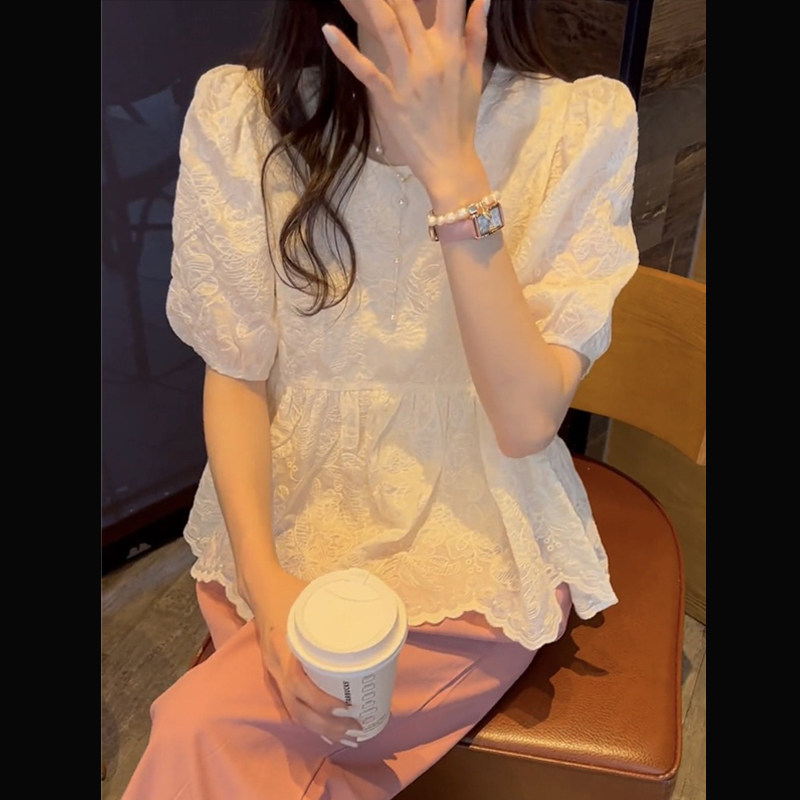 娃娃衫女夏法式宽松遮肚子