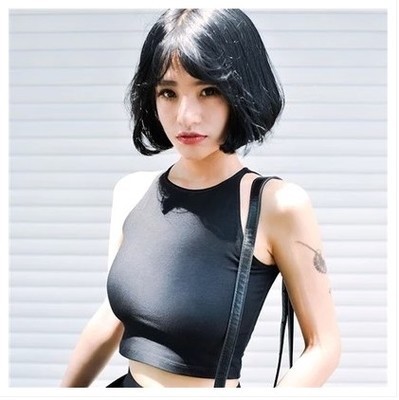 特价夏欧美风AA同款无袖短款露脐背心t恤女百搭纯棉修身弹力上衣
