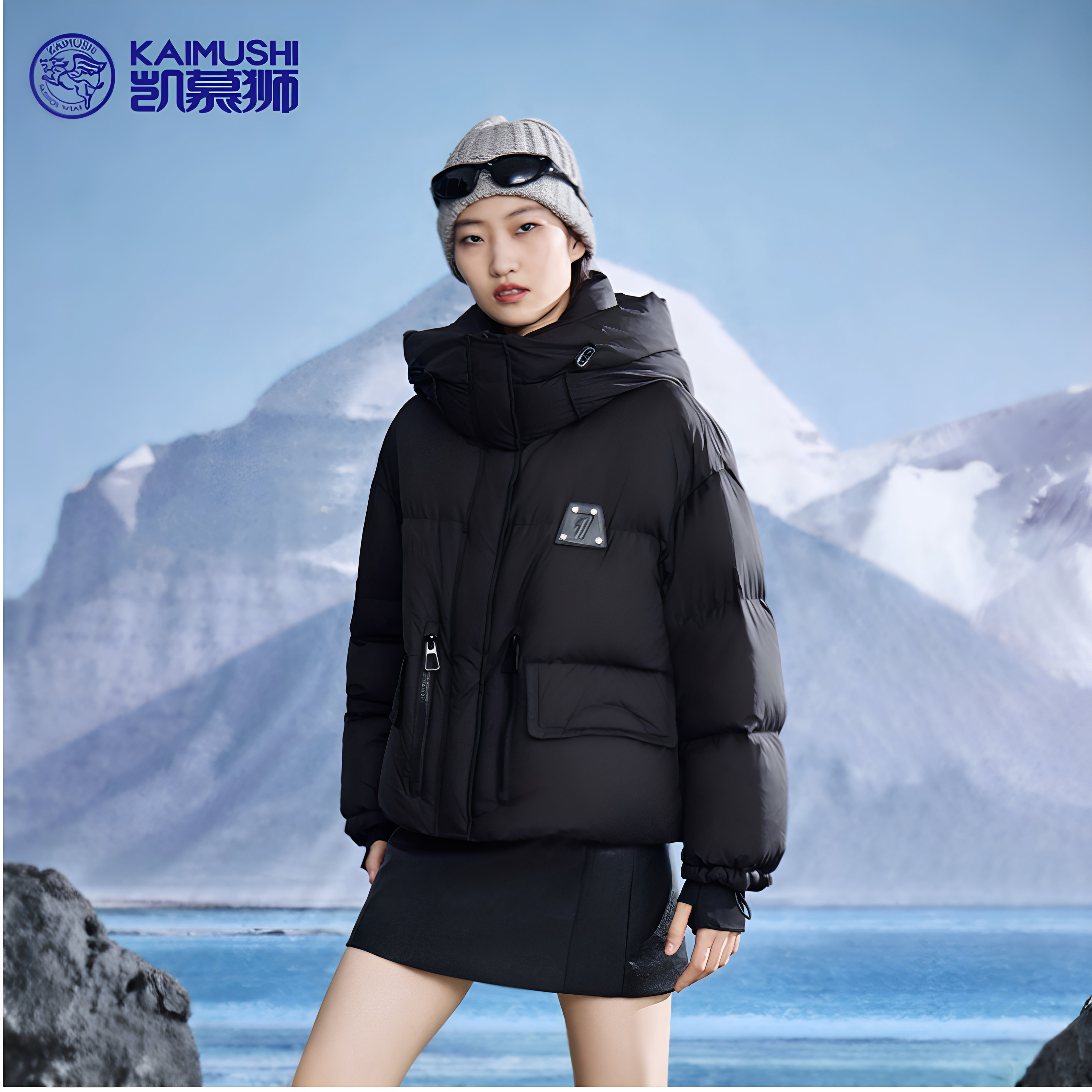 凯慕狮新款连帽短款加厚90鸭绒甜美学院风羽绒服女4333