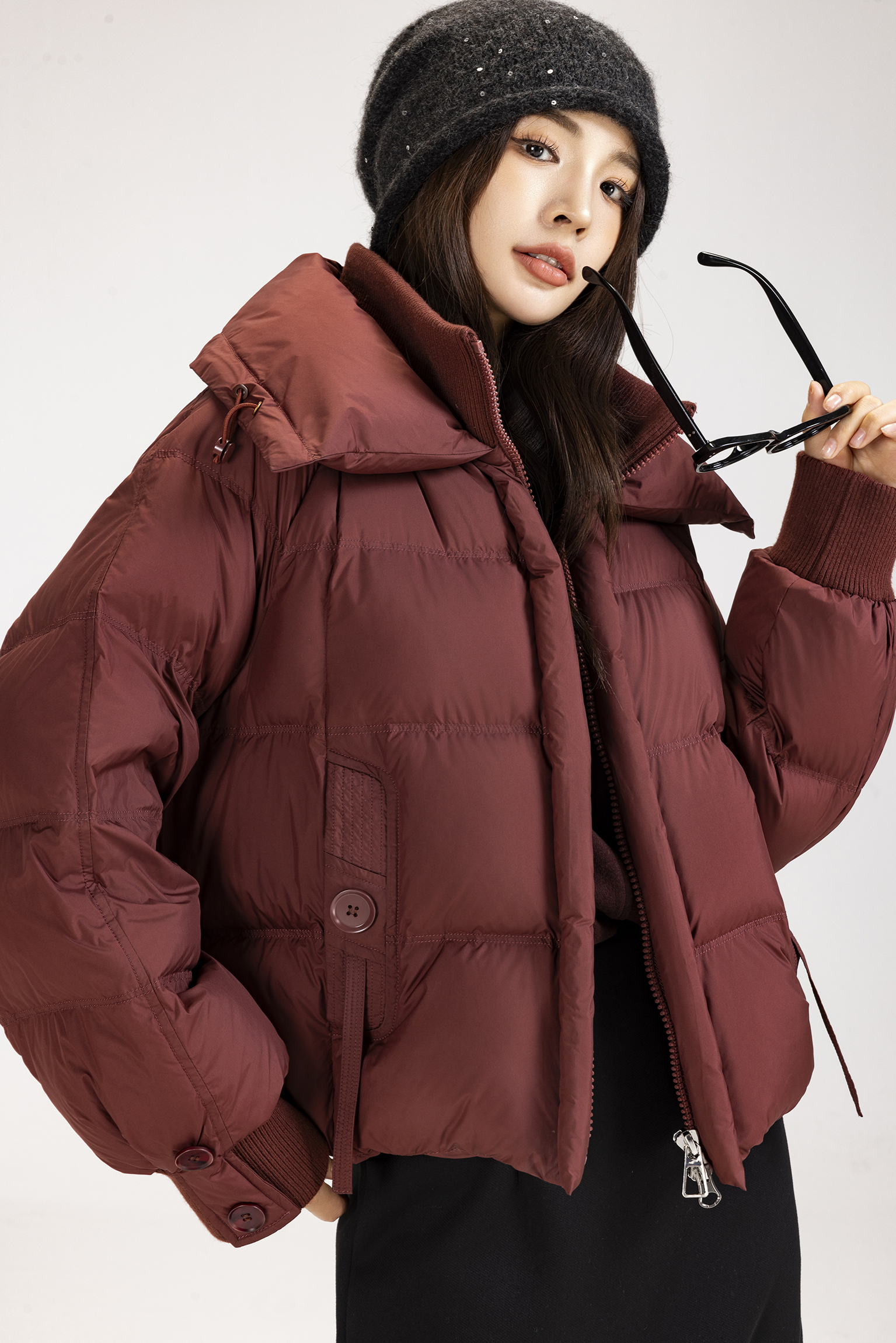 羽调25802冬季2025新款90鸭绒连帽羽绒服女保暖厚款长款外套