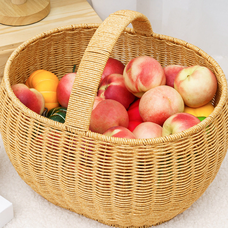 菜篮子购物篮仿藤编织户外水果篮野餐用品篮 手提花篮插花篮INS风,收纳整理,其他收纳篮,淘宝优惠券,粉丝福利购,淘宝优惠卷